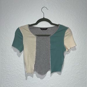 SHEIN Colorblock Stitch Crop Top